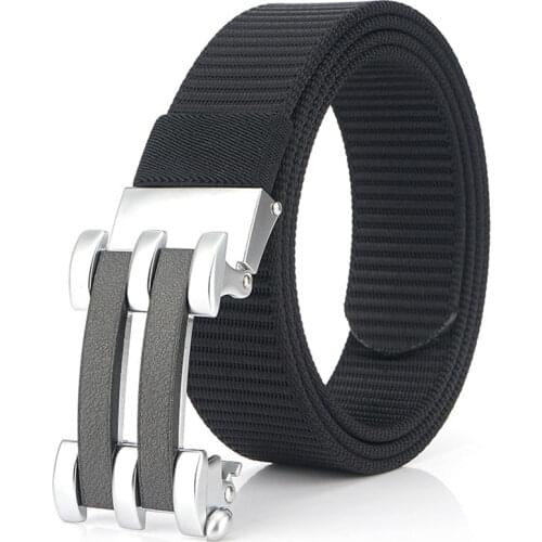 Luxury Brand Mens Belt Automatic Buckle Tank Pattern Thick Canvas Belts Young Outdoor Tactical Nylon Belt For Jeans Pants New