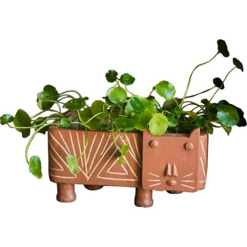 Unique abstract big face cat flower pot Pastroal animal decoration plant small flower pot