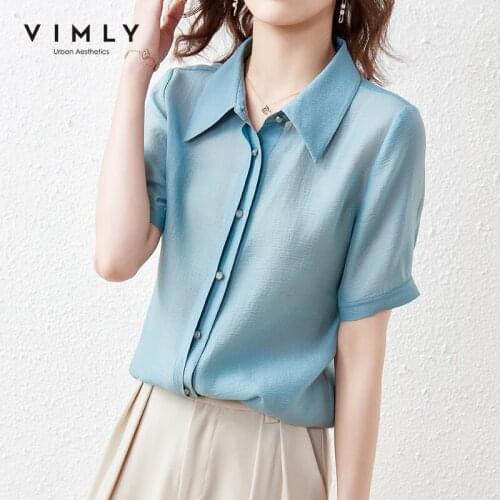 Женские голубые рубашки Vimly China At AliExpress