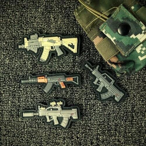 PVC Weapon Magic Sticker Plastic Army AK 97 Gun Velcro Patches Military AKM Gun Fan Tactical Cool Outdoor Cloth Bags Hat Badge