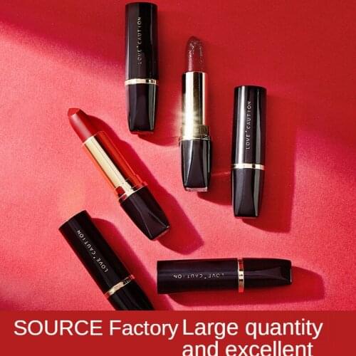 LOVE CAUTIONLittle Black Brick High Quality Metal Lip Balm Bullet Lip Balm Waterproof Lasting Red Lip Makeup Cosmetics New Mut