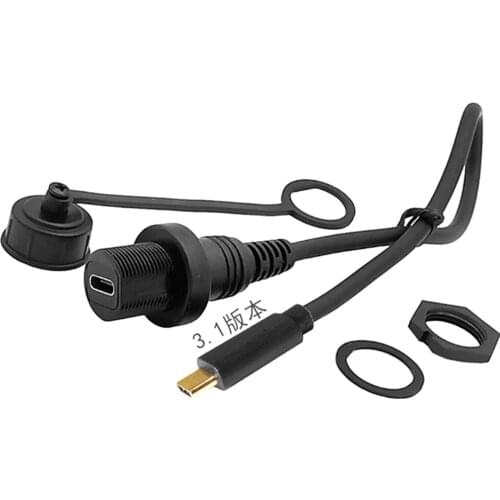 High Speed 10Gb USB-C IP67 Waterproof Cable type-c 3.1 IP 67 Male to Female Panel Mount Water Proof Connector Extension cord30cm