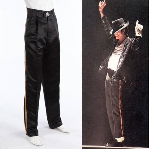 SexeMara Rare MJ Michael Jackson Black Entertainers Golden Straight trousers pants for fans Billie Jean