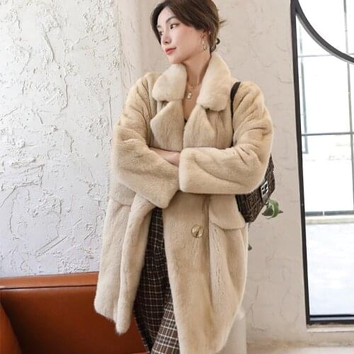 2012 winter Korean temperament velvet mink real fur Lapel hooded long sleeve mink coat women