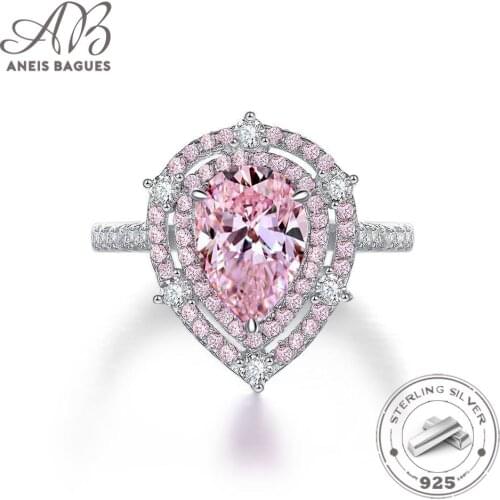 Aneis Bagues Sparkling 3CT Warter Drop High Carbon Diamond Finger Rings For Women Solid 925 Sterling Silver Party Fine Jewelry