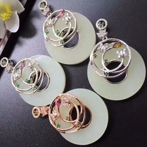 Fine Jewelry Real 925 Steling Silver s925 Myanmer Origin 100% Natural Jade Gemstone Female Pendant Necklaces Christmas Gift