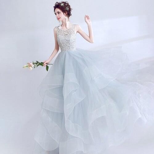 Evening Dresses Illusion O-Neck Sleeveless Sequined Beading Embroidery Tulle Lace Luxury Backless Women Formal Party Gown TS071