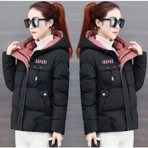 Winter Womens Coat New 2020 Winter Womens Jackets Short Slim Thickening Warm Pakras Female Wadded Jacket Black Pink