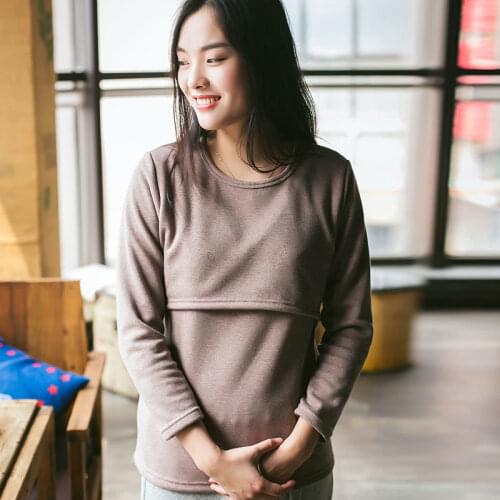 Winter and Autumn Warm Fleece Maternity Clothing Womens Hoodies Breastfeeding Hoodies For Pregnant Women polos de lactancia