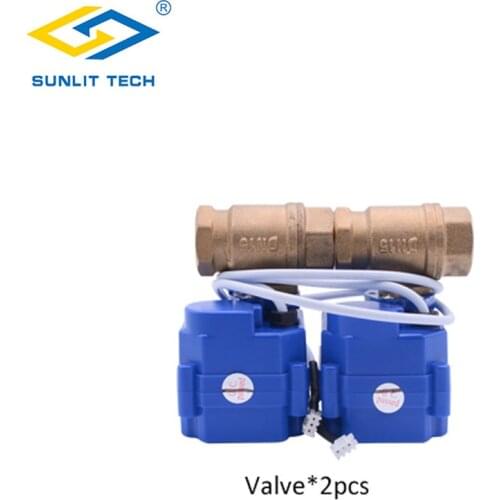 1/2"(DN15) 3/4"(DN20) 1"(DN25) 2pcs BSP NPT Brass Motorized Ball Valves 2 Wires Control for WLD-807 Water Leak Detection Alarm