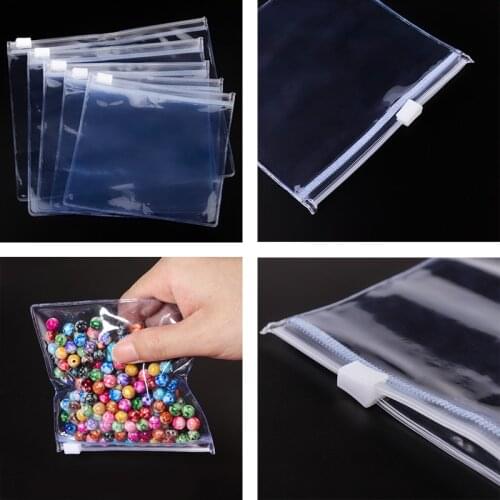 10pcs Pvc Self Sealing Plastic Jewelry Zip Lock Bags Light Blue Color Anti Oxidation Transprent Double-Sided Thickening Jewelry