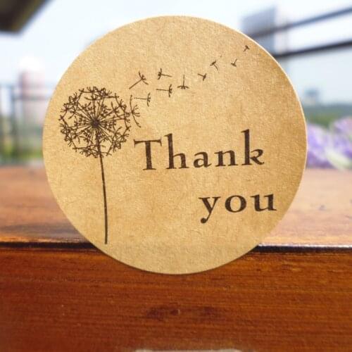 102PCS Dandelion Kraft Sticker Labels Thank You kraft sticker labels Sealing adhesive labels