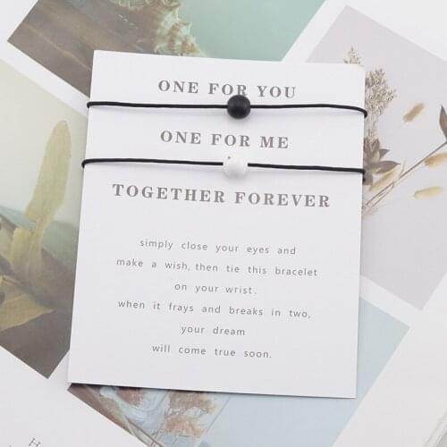 2pcs/set Natural stone beads Lucky Wish Card Rope Women Bracelet for Women Men Couple Friendship Adjustable Bracelets Jewelry