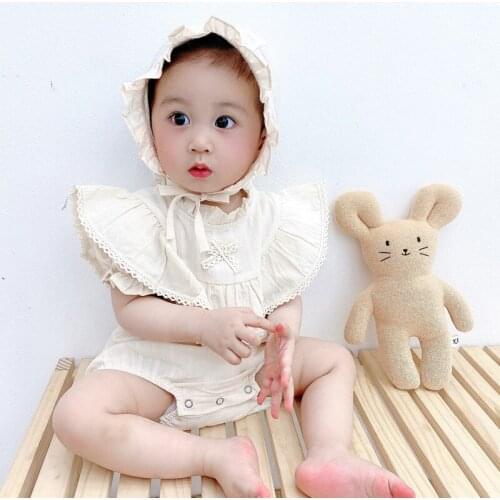 2021Summer Baby Girls Romper + Headband Cotton Short-sleeved Infant Rompers Newborn Clothes Baby Girl Clothes