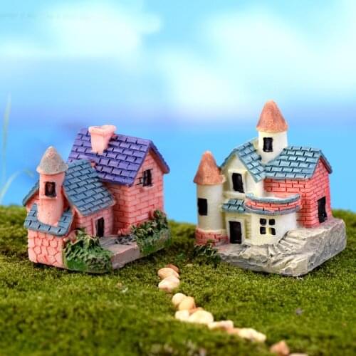 4PCS Pretty Small Villa Resin Ornament DIY Micro Landscape Accessories Mini House Diy Miniature Garden Decorations and Ornaments