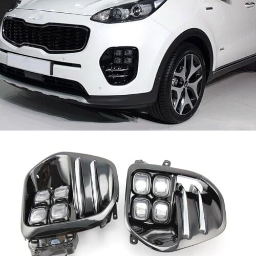 92201D9100 92202D9100 LED DAYTIME RUNNING LIGHT DRIVING FOG LAMP Fog Light Lamp Pair Cover 4EA For Sportage QL KX5 2016 2017