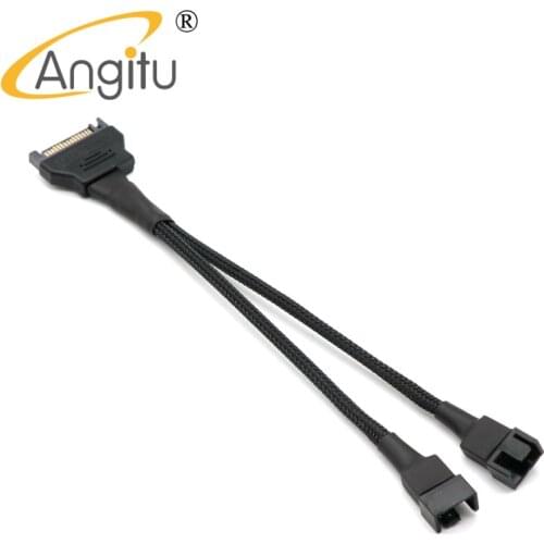 Angitu 12V SATA to Fan 3Pin 4Pin Power Adapter Cable - 2Way
