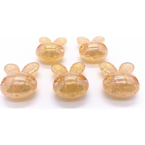 5pcs 24x20mm pcs Acrylic Beads Rabbit Head Loose Beads for Diy Jewelry Making Bracelets Necklace Accessories#Orange