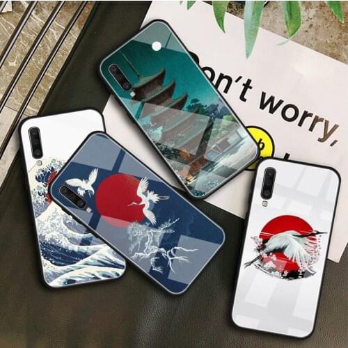 Japanese Style Art Tempered Glass Case For Samsung Galaxy A 10S 10E 20S 20E 30S 40 50S 60 70 80 90 6 7 8 Shell