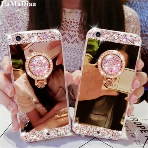 For Redmi 8 8A 4X 6A Note 8 8T 5A 7 6 Pro Luxury Diamond Soft Mirror With Ring Case For Xiaomi Mi 10 8 9 5S plus 6X 5X MAX3 Case