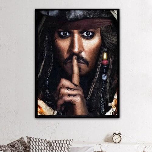 Disney Pirate Captain Jack Sparrow Canvas Painting Wall Art Poster Prints Cartoon Pictures Room Decor for Kids Home Decoration