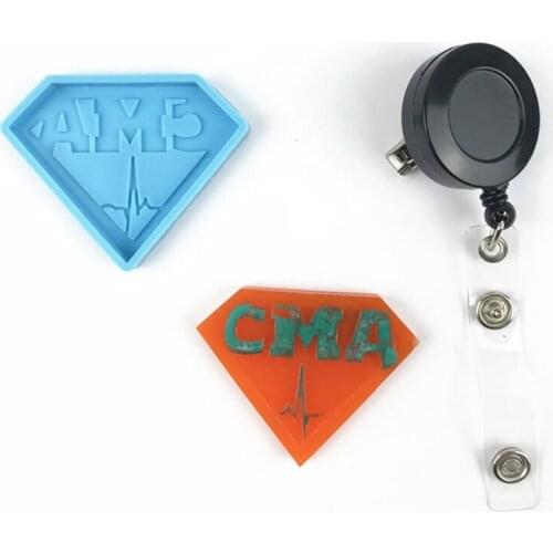 Doctor Nurse Badge Epoxy Resin Mold Keychain Necklace Silicone Mould DIY Crafts Jewelry Pendant Casting Tool