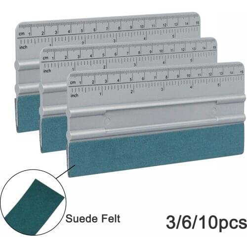 EHDIS 3/6/10pcs Car Window Film Tinting Scraper Suede Felt Edge Plastic Measure Squeegee Glass Foil Sticker Remove Wrapping Tool