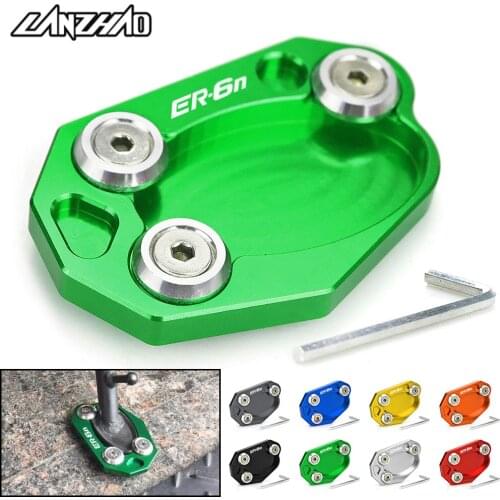 ER-6N Motorcycle Side Stand Enlarger Kickstand Enlarge Plate Pad CNC Accessories for Kawasaki ER6N 2012 2013 2014 2015 2016 2017