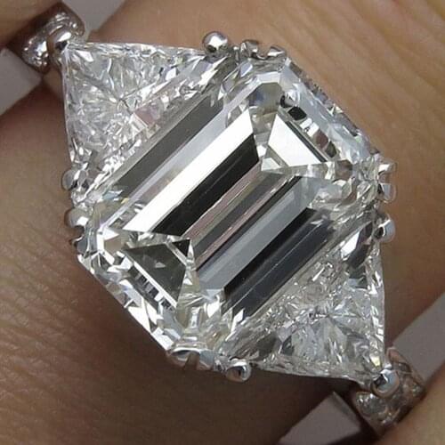 Huitan New Trendy Big Square Triangle Cubic Zirconia Noble Female Wedding Ring High Quality Luxury Women Party Rings Jewelry Hot