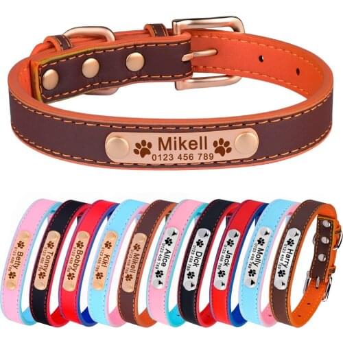 Personalized Leather Dog Collar Pet Supplies Engraved Tag Cat Collar KItten Puppy Medium Large Custom Dog Collar Pet Product