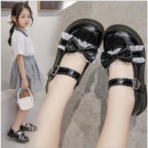Girls Leather Shoes Princess Shoes Children Shoes round-Toe Soft-Sole girls High Heel Princess Crystal Shoes Large size sandals