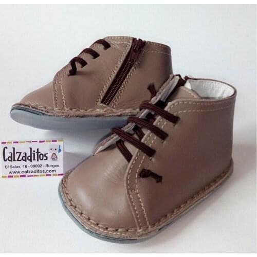 Taupé leather boots with semi-sole, Ruespino