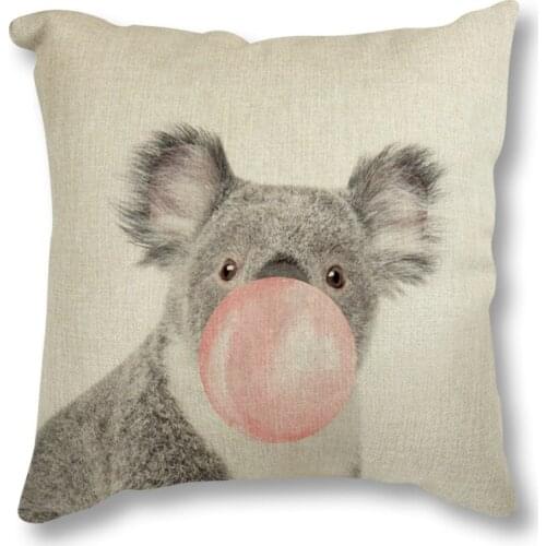 Hot Sell Home Decor Seat Cushion Colorful Cute Animals Linen Cushion Throw Pillowcase 45x45 Living Room Sofa Decoration