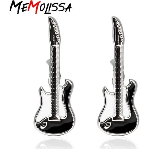 MeMolissa 3 Pairs Men Jewellery Guitar Cufflinks Wholesale&retail Copper Musical Instruments Design Best Gift For Men