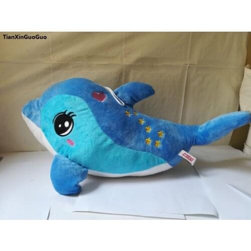 Lovely blue dolphin plush toy large 60cm stars penguin soft throw pillow Christmas gift w0123