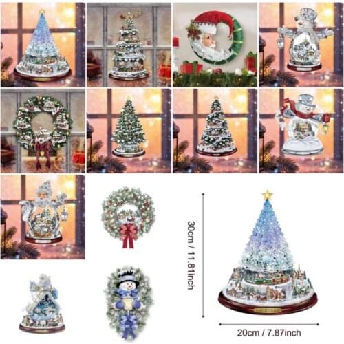 Christmas Tree Decal Rotating Sculpture Train Wreath Window Paste Stickers Decor Navidad Home Decoration Xmas Window Stickers