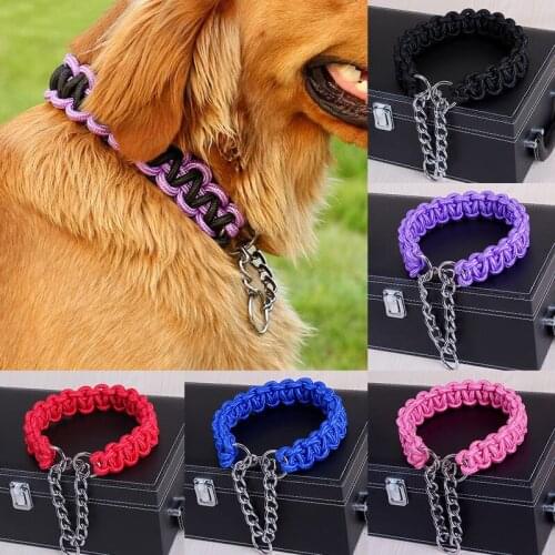 Newest Nylon Dog Collar Woven Durable Adjustable Collar Leash for Large Dogs German Shepherd Walk The Dog Chain Pet Supplies