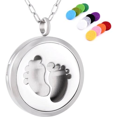 IJP0167 The Babyfoot Essential oil Diffuser Locket Necklace New Fashion Women Aroma Essential oil Diffuser Pendant with Free Pad