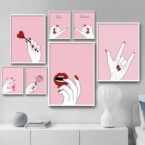 Nordic Style Prints Painting Wall Art Makeup Nail Polish Manicures Pictures Modular Canvas Poster For Salon Background Decor