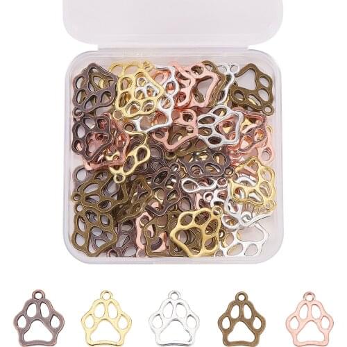 50Pcs/box Metal Alloy Bear Paw Prints Pendants Charms For Jewelry Making DIY Handmade Earrings Necklace Accessories