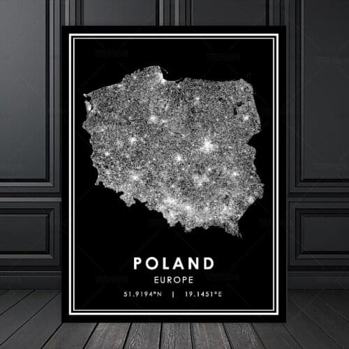 POLAND world city map Popular Living Room Kitchen Map Poster print wall Artwork Modern Canvas Painting home decoration