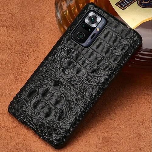 LANGSIDI Luxury Crocodile Leather case For Xiaomi Redmi note 10 pro Mi 11 ultra 10T 10Ultra 11 lite Real crocodile leather cover