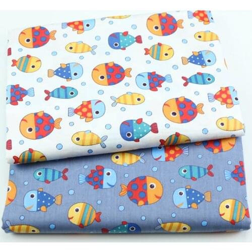 Twill Cotton Fabric Cotton Patchwork Cloth ,DIY Sewing Quilting Fat Quarters Material for Baby&child Printed Colorful Fish Kids
