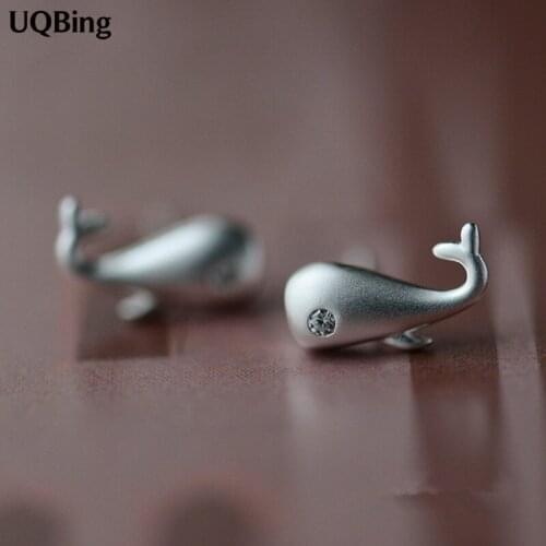 2016 Fashion Baby Whale 925 Sterling Silver Stud Earrings Jewelry Pendientes Brincos Fashion Jewelry