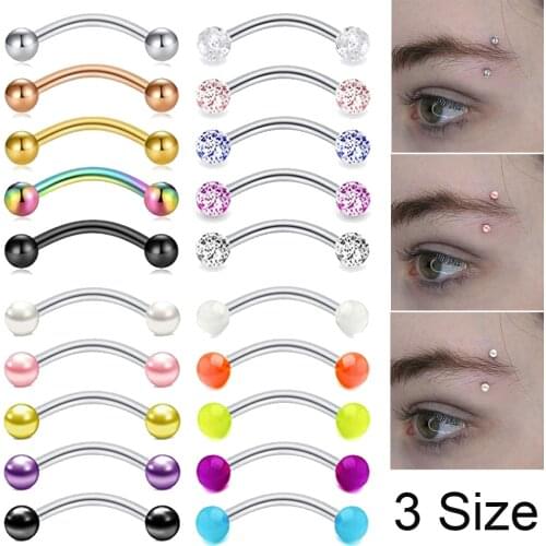 Surgical Steel Daith Rook Earring 6mm 8mm 10mm Curved Barbell Eyebrow Rings Piercing Jewelry for Women Men