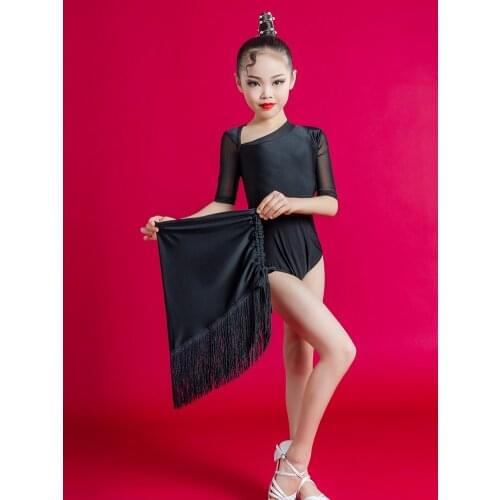 Spring Summer Latin Dance Dress for Girls Children Split Professional New Regulations Performance Competition Practice Clothes