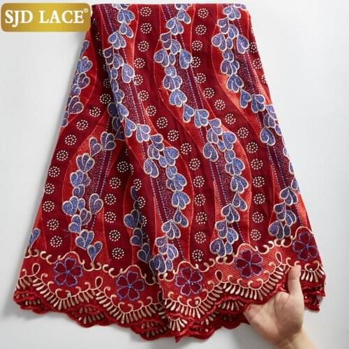 SJD LACE 2021Embroidery Swiss Voile Lace In Switzerland With Stones African Dry Lace Fabric For Nigerian Wedding Party Sew A2287