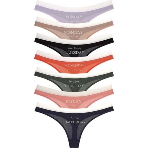 7 pcs Days Of The Week Women 'S Thong New Casual Cotton Gift