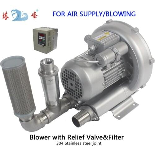 550w Ultra-quiet electric ring air supply blower / wtih Relief Valve&filter VFD stepless RPM regulating