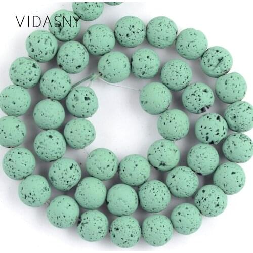 Light Green Lava Hematite Natural Minerals Gem Beads For Jewelry Making Round Loose Beads 4 6 8 10mm Diy Bracelet Necklace 15"